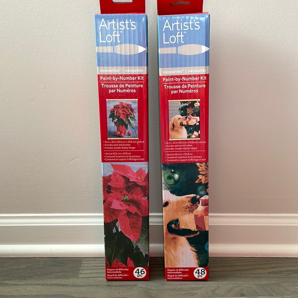 Paint by Numbers Kit by Artist's Loft, Flowers and Dog, Bundle of 2